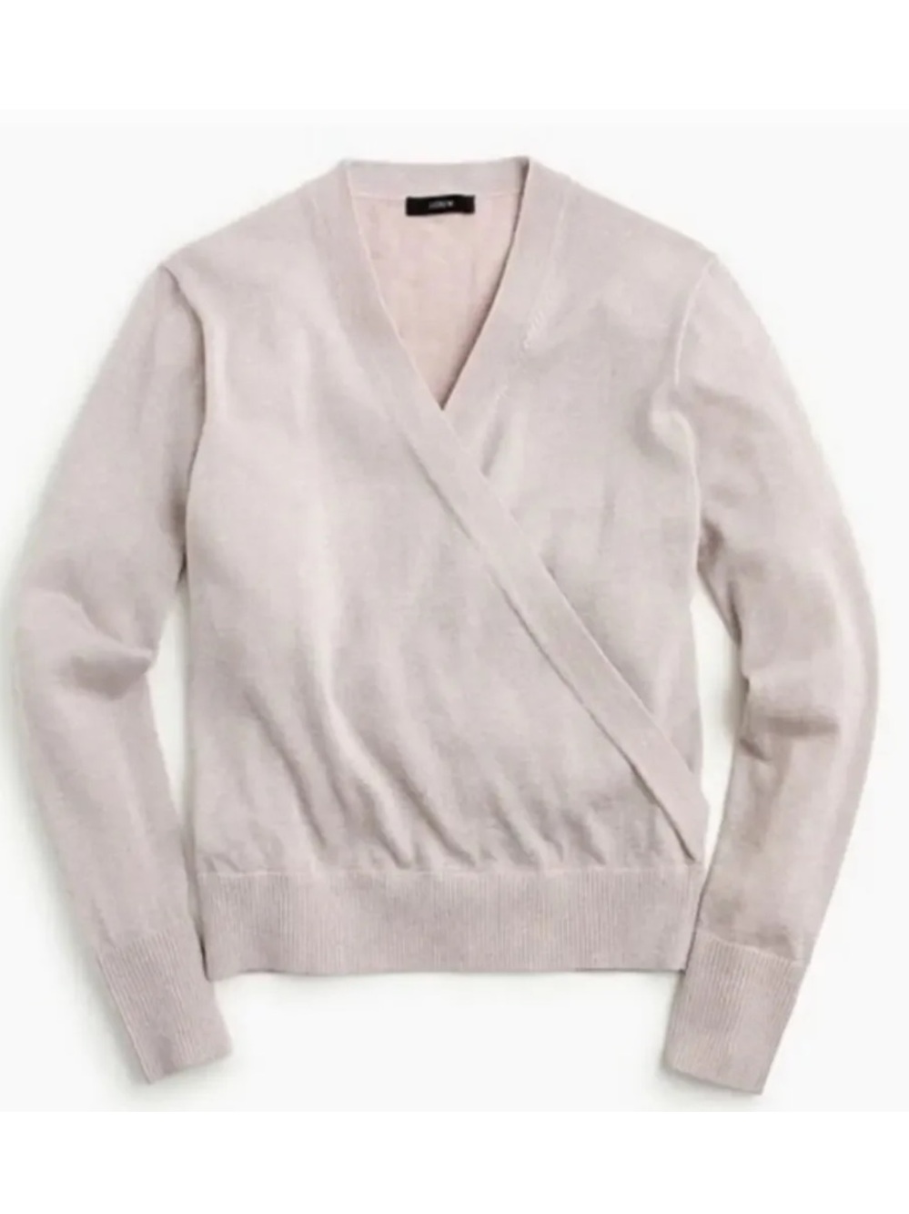 J Crew Shimmer Lurex Wrap Surplice Sweater Top Pink Metallic Wool Blend